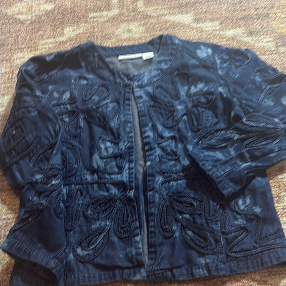 Stylish Blue Embroidered blazer  size L cotton from tantrums gorgeous